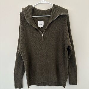 Aerie Olive Green Zip Up Sweater